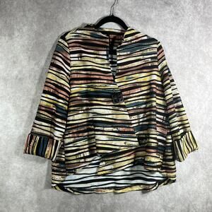 IC by Connie K Jacket Womens Medium Asymmetrical Striped Artsy Mature Career USA